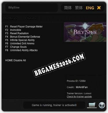 BilySine: Trainer Atualizado v1.4 (todos os cheats)