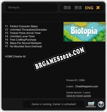 Biotopia: Trainer Gratuito (+7 cheats)