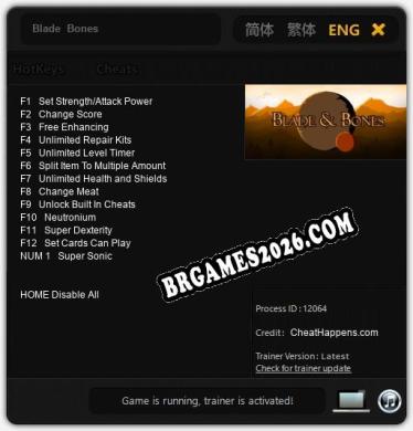 Trainer para Blade  Bones [v1.0.8]