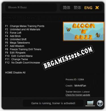 Bloom N Buzz: Trainer Atualizado v1.9 (todos os cheats)