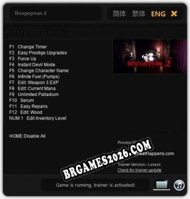 Boogeyman 2 - Trainer Funcional +13 funções