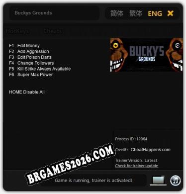 Buckys Grounds - Trainer Funcional +6 funções
