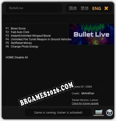 BulletLive - Cheat Trainer +6 [Edição MrAntiFan]