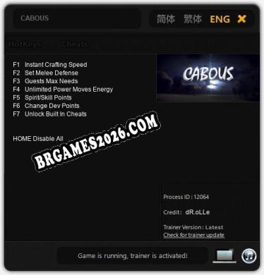 Trainer CABOUS [PC] - 7 funções ativas