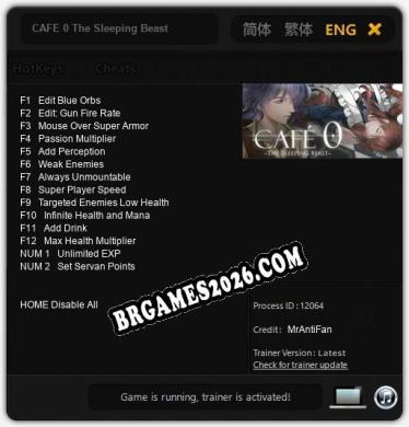 CAFE 0 The Sleeping Beast: TRAINER E CHEATS (V1.0.72)