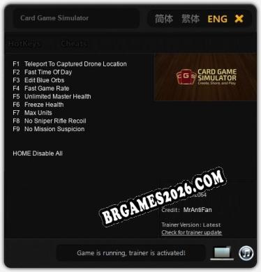 Trainer e cheats para Card Game Simulator - 9 opções