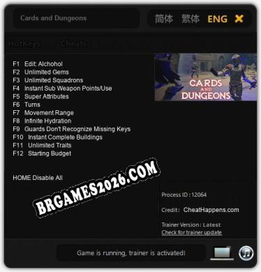 Trainer Cards and Dungeons [PC] - 12 funções ativas