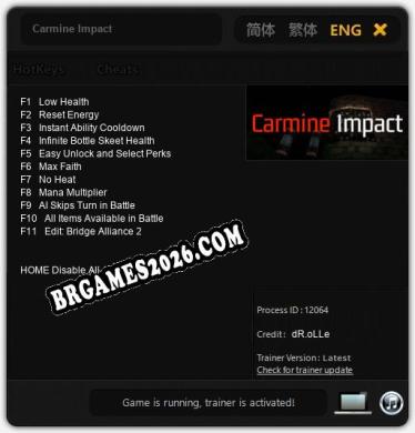 Carmine Impact Trainer - 11 funções [Download Gratuito]