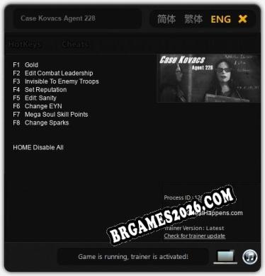 Case Kovacs Agent 228: Trainer Completo (v1.0.68)