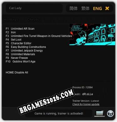 Cheats e trainer Cat Lady +10 [Verificado funcionando]