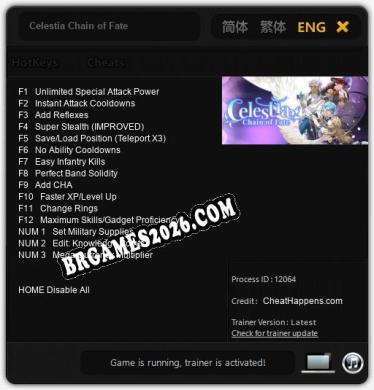 Celestia Chain of Fate: Cheats, Trainer +15 [CheatHappens.com]
