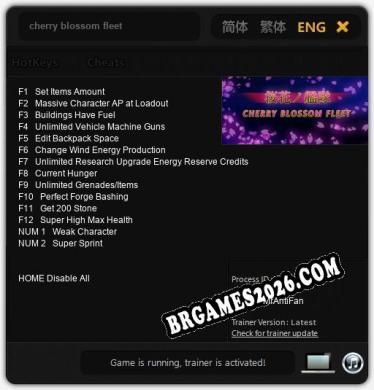 Trainer cherry blossom fleet [PC] - 14 funções ativas