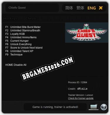Trainer e cheats para Chiefs Quest - 9 opções
