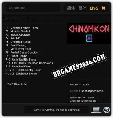 Chinomikon: Trainer Atualizado v1.3 (todos os cheats)