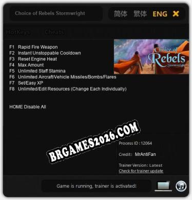 Cheats Choice of Rebels Stormwright - Trainer v2.7 por MrAntiFan