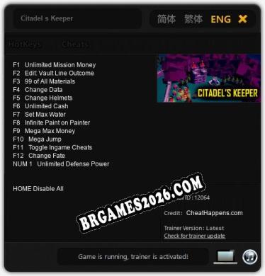 Citadel s Keeper: Trainer Gratuito (+13 cheats)