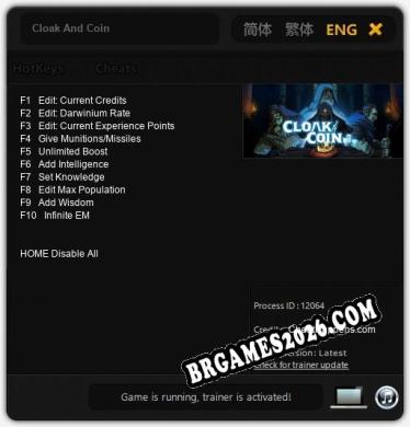 Trainer e cheats para Cloak And Coin - 10 opções