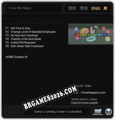 Color Me Happy - Trainer Funcional +6 funções