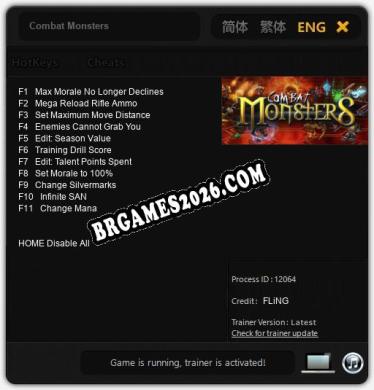 Trainer Combat Monsters [PC] - 11 funções ativas