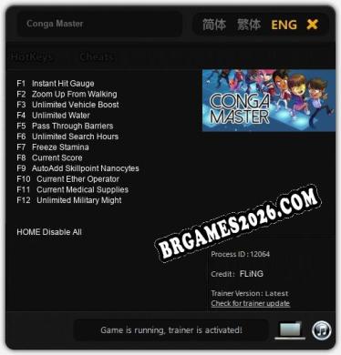 Conga Master: Trainer Gratuito (+12 cheats)