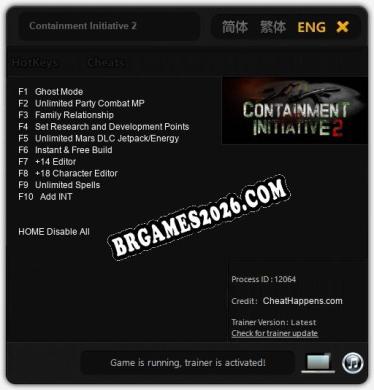 Containment Initiative 2: Trainer +10 [v1.7]