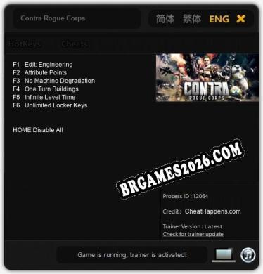 Cheats Contra Rogue Corps - Trainer v3.9 por CheatHappens.com