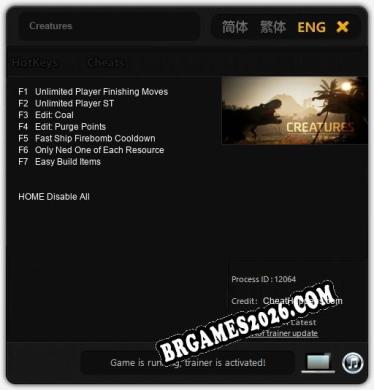 Creatures - Trainer Funcional +7 funções