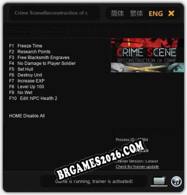 Trainer para Crime SceneReconstruction of crime [v1.0.5]