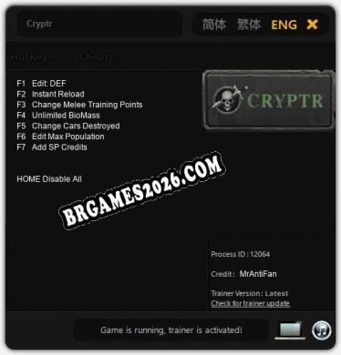 Trainer Cryptr [PC] - 7 funções ativas