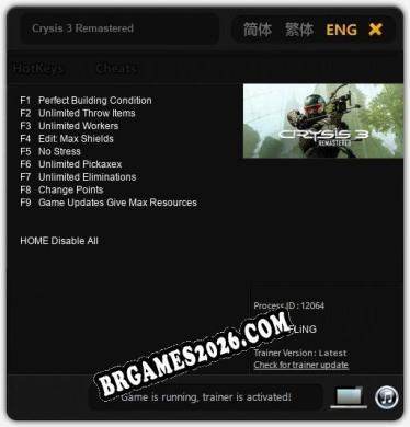 Crysis 3 Remastered: Cheats, Trainer +9 [FLiNG]