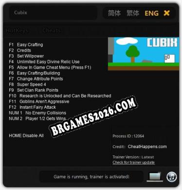 Cubix: Trainer Gratuito (+14 cheats)