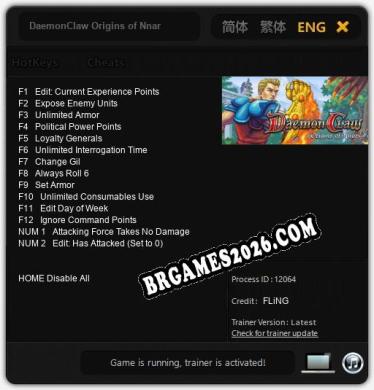 Trainer DaemonClaw Origins of Nnar [PC] - 14 funções ativas