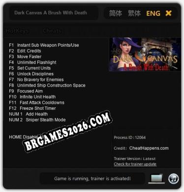 Dark Canvas A Brush With Death Collectors Edition: Trainer Atualizado v1.3 (todos os cheats)