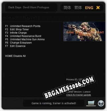 Trainer Dark Days  Devil Hunt Prologue [PC] - 7 funções ativas