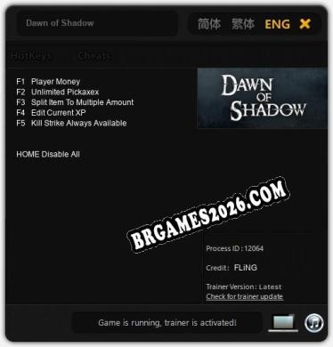 Trainer e cheats para Dawn of Shadow - 5 opções