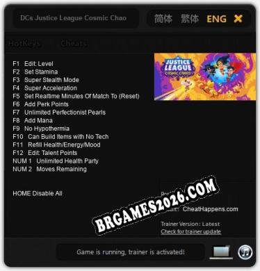 DCs Justice League Cosmic Chaos: Trainer Gratuito (+14 cheats)