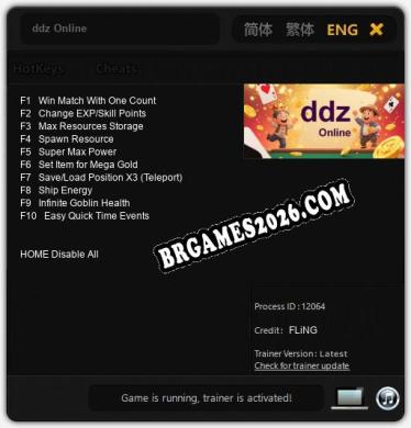 Cheats ddz Online - Trainer v5.1 por FLiNG
