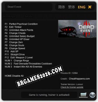 Cheats e trainer Dead Event +15 [Verificado funcionando]