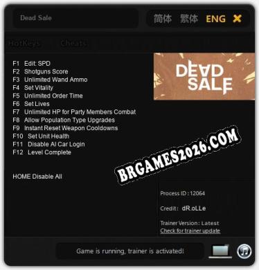 Dead Sale: Trainer Completo (v3.0.97)