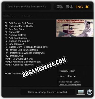 Trainer e cheats para Dead Synchronicity Tomorrow Comes Today - 15 opções