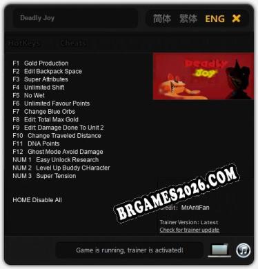 Trainer para Deadly Joy [v1.0.5]
