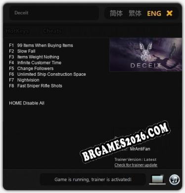 Deceit - Trainer Funcional +8 funções