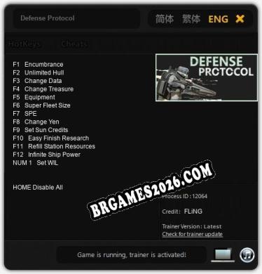 Defense Protocol: Trainer Atualizado v1.6 (todos os cheats)