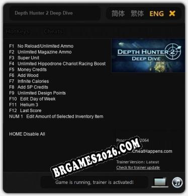 Depth Hunter 2 Deep Dive - Trainer Funcional +13 funções