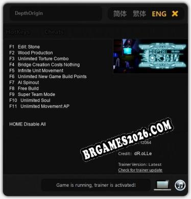 DepthOrigin - Trainer Funcional +11 funções