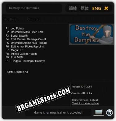 Trainer e cheats para Destroy the Dummies - 10 opções