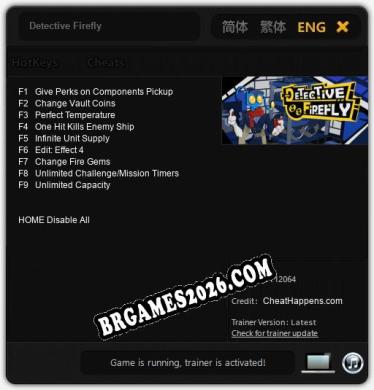 Trainer Detective Firefly [PC] - 9 funções ativas