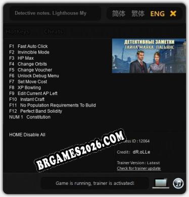 Detective notes. Lighthouse Mystery Solitaire: Trainer Completo (v1.0.1)
