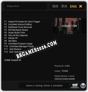 Disjunction: Trainer Gratuito (+12 cheats)