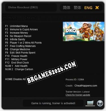 Trainer e cheats para Divine Knockout (DKO) - 14 opções